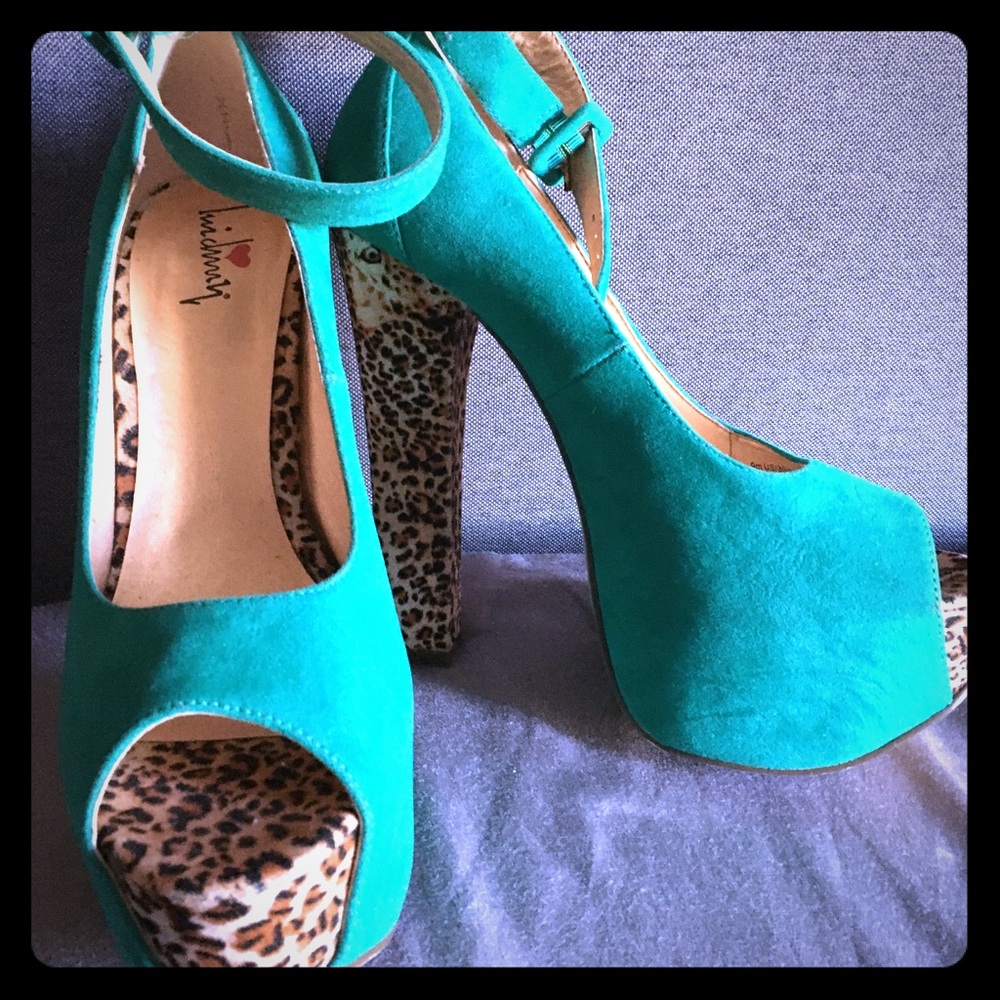 Faux Suede and Leopard print open toed heels